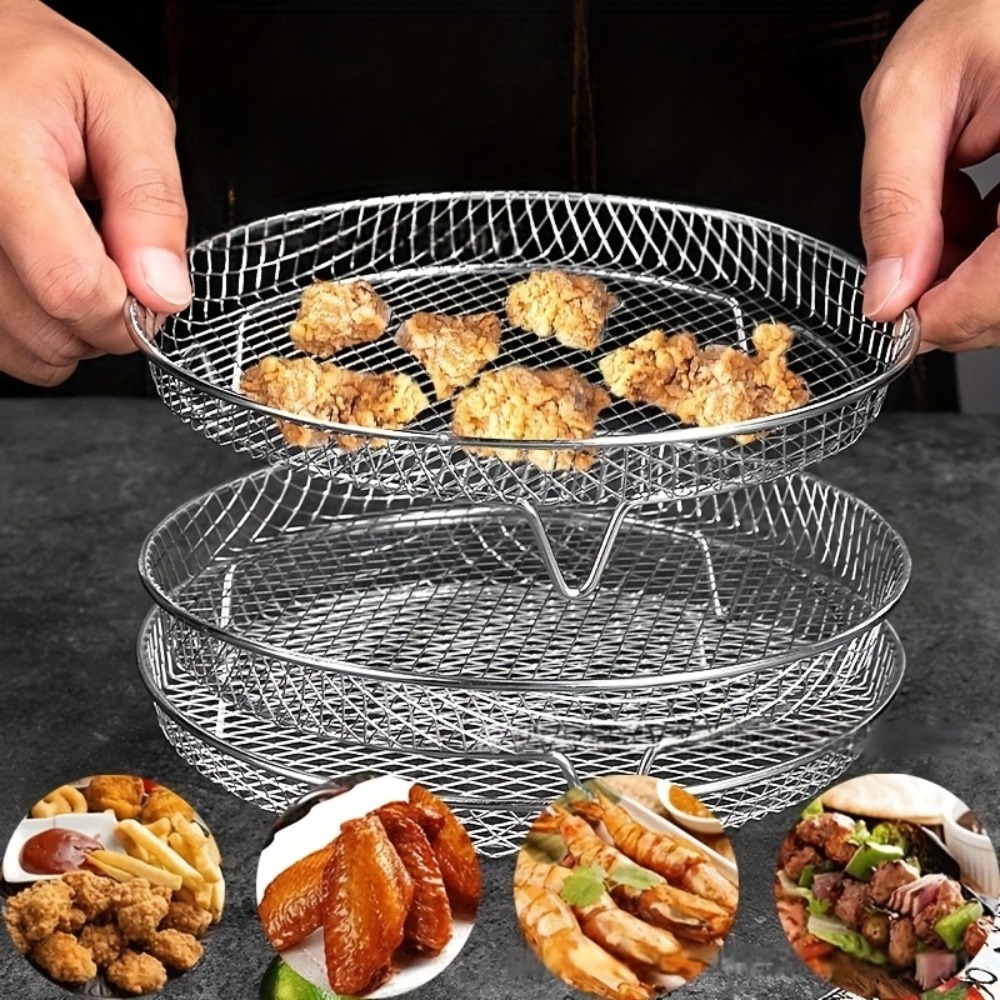 Kitchen Gadgets Air Fryer - Paslanmaz Çelik Hava Fritözü Aksesuarı, 3'lü