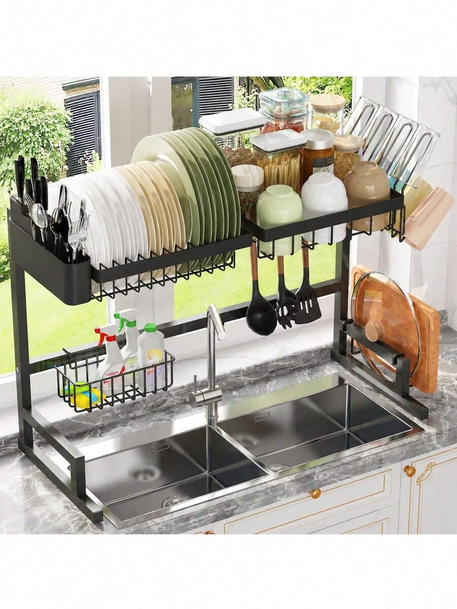Kitchen Utensil Holder - Bulaşık Kurutma Rafı-2 Katlı, Yer Tasarrufu