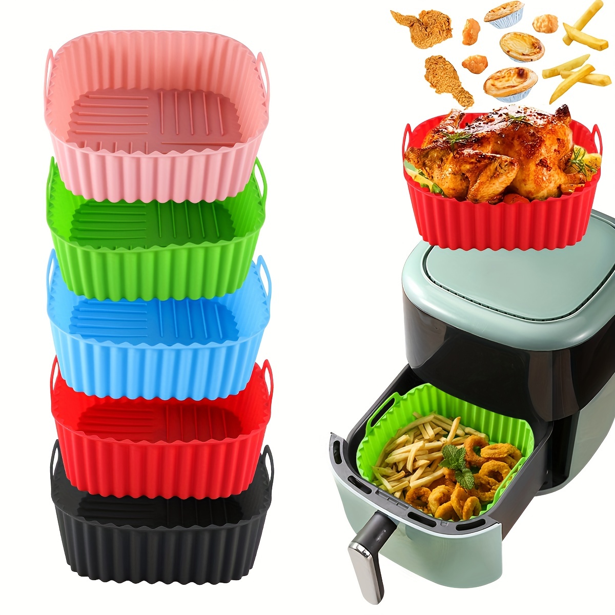 Kitchen Gadgets Air Fryer - 1 kare silikon hava fritöz astarı