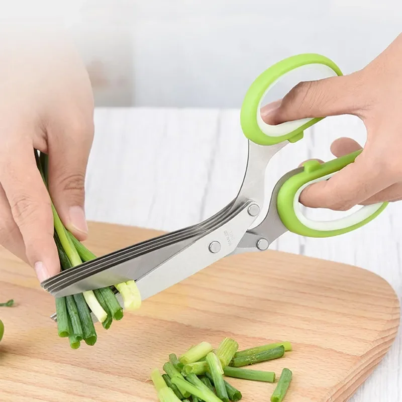 Herb Scissors 5 Blade - Paslanmaz Çelik 5 Bıçaklı Mutfak Makası,