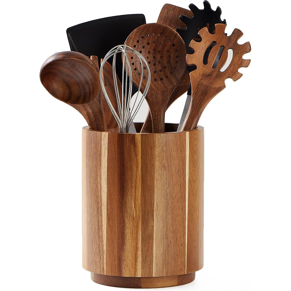 Kitchen Utensil Holder - Akasya Ahşap Mutfak Tezgahı için Gereç