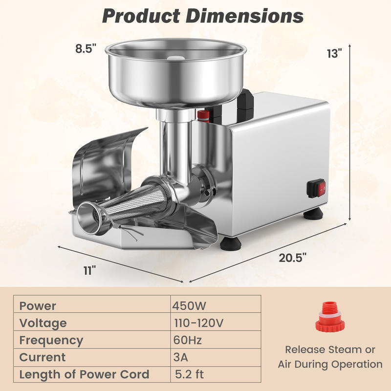 450W Elektrikli Domates Süzgec - Stainless Steel Strainer incelemesi ve fiyatı